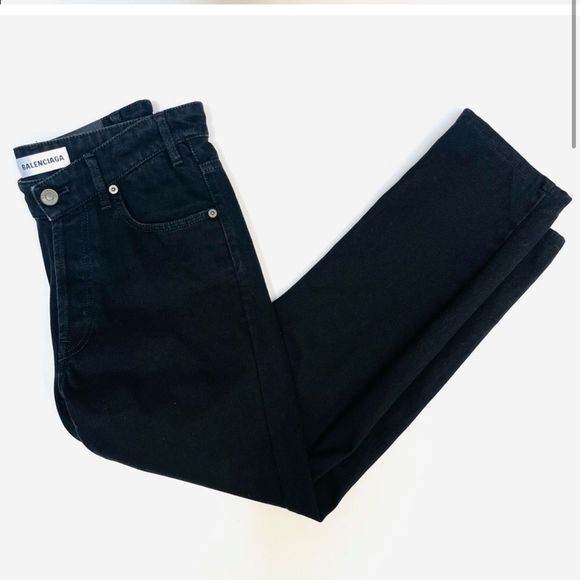 BALENCIAGA Black Straight Leg Denim Jeans Size 27 ankle length - Picture 4 of 8